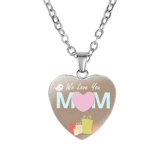 Christmas Gifts Moocorvic Necklace Heart Pendant Necklace Engraved With MOM Mother Plot Gift Love Accessories