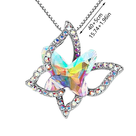 Christmas Gifts Moocorvic Necklace Ladies Crystal Necklace Multicolor Fashion Pendant Necklace