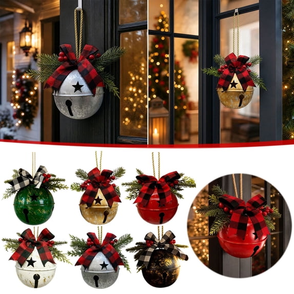 Clearance! Christmas Hanging Ornament Bell Pendant Christmas Decoration 14.6" Giant Metal Christmas Bell Hanging Ornament (Gold)