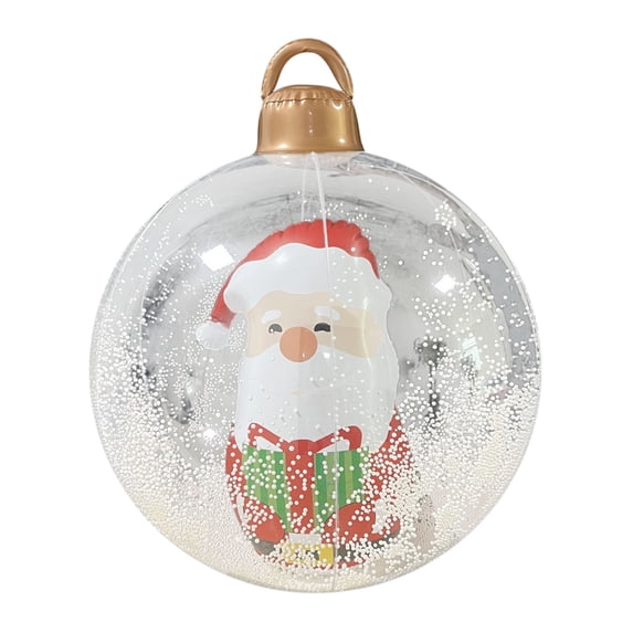 Hvmvliv Christmas Inflatable Ball Ornaments 23.6in Built-In Santa Claus Ball Clear Outdoor Christmas Inflatable Decorated Ball with LED Lights & Remote PVC Inflatable Christmas Ball Yard Decor