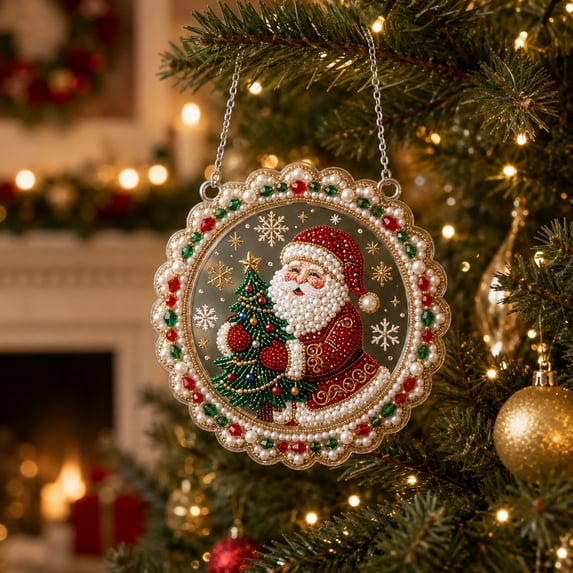 Clearance! Christmas Ornament Pearl Diamond Art Kit for Adults, DIY Santa Diamond Pearl Art Kit, Christmas Decorations Gift (F)