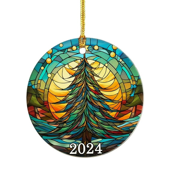 OAVQHLG3B Christmas Ornament, Stained Glass Christmas Acrylic Round Pendant Christmas Nativity Scene Ornaments Christmas Tree Decoration Birth of Jesus Christian Decor