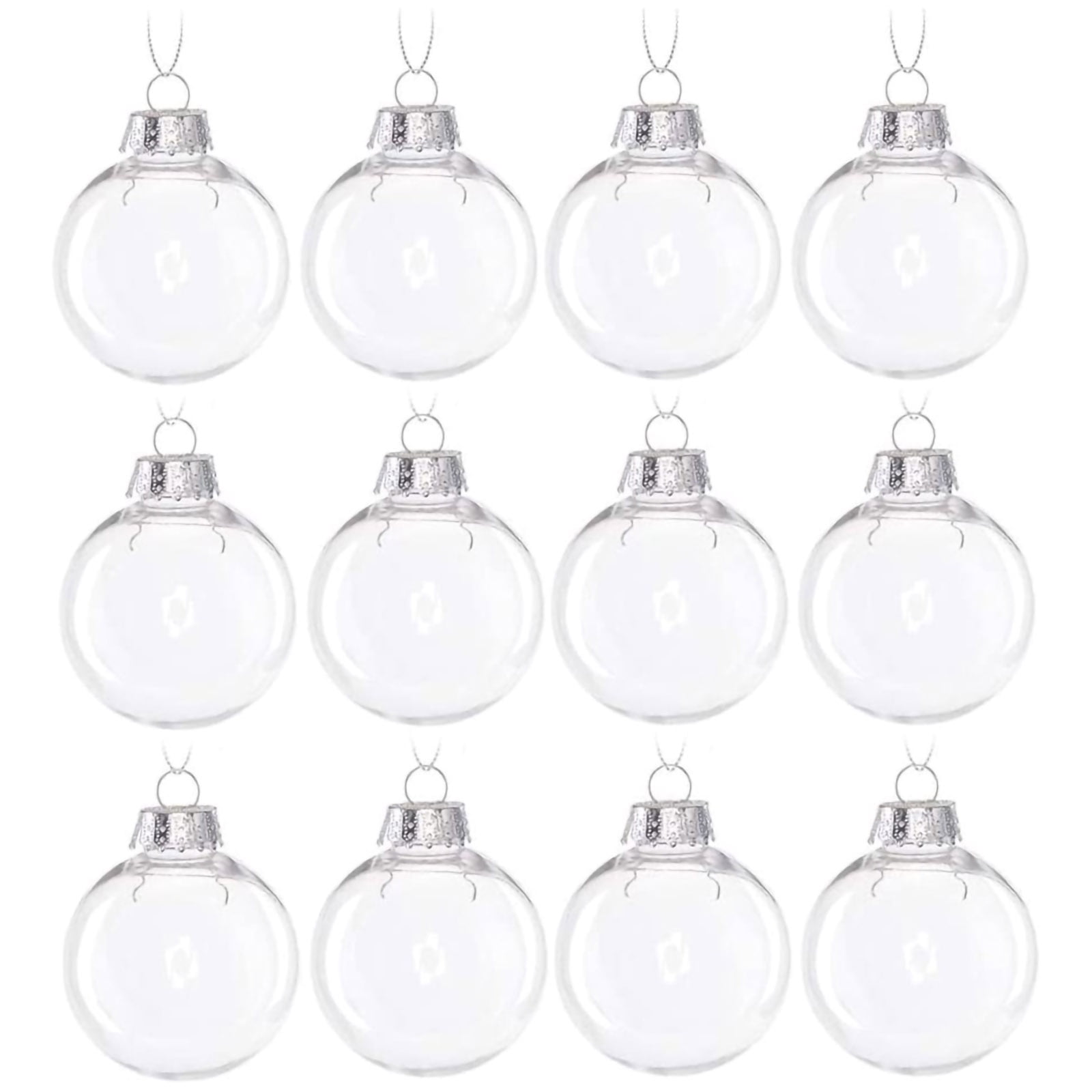 Clear 6cm Plastic Round Hanging Christmas Ornaments Set