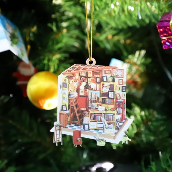 Christmas Ornaments, Acrylic Personalized Book Store Ornaments Holiday Party Home Decor Book Lovers Ornaments Bookworm Gifts for Christmas