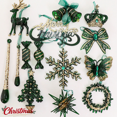 thumbnail image 1 of Clearance! Christmas Ornaments Dark Green Frosted Gradient Decorations, Xmas Tree Hanging Pendants, Seasonal Indoor Outdoor Decor for Christmas Tree Mantel Wall, 1 of 7