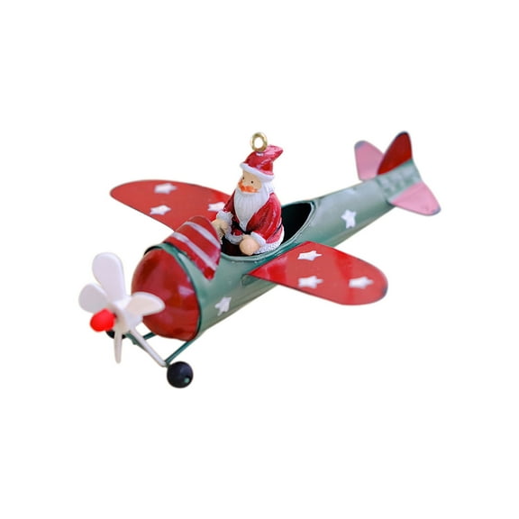 OAVQHLG3B Christmas Ornaments Hanging Christmas Tree Decorations Santa Claus in Airplane Resin Metal Red Ornaments for Table Home Decor Christmas Village Vintage Xmas Decor Indoor Outdoor