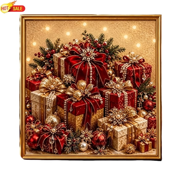 Clearance! Christmas Pearl Art Kits for Adults, Handmade Wall Art Decor Set, Pearl Diamond Art Diy Kits DIY Pearl Painting Kit for Adults & Beginners (Gift Boxes Pile)