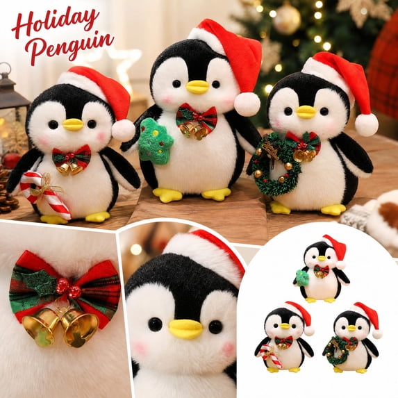 Clearance! Christmas Plush Figure Penguin – Stuffed Animals for Kids, Merry Christmas Soft Doll, Great Holiday Room Decor