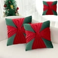 Clearance Christmas Red And Green Crosss Bow Pillowcase Sofa Bed
