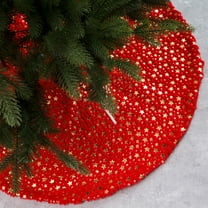 Christmas Red Tree Skirt 36 Inches Glittery Sequin Tree Skirt Soft Velvet Halloween Tree Skirts for Tabletop Christmas Tree Decorations Sparkle Slim Xmas Tree Mat for Holiday Party Decor