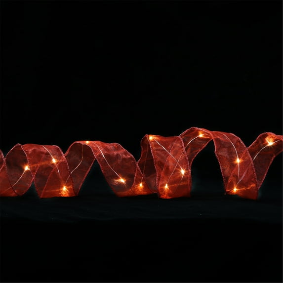 16ft 50 LED Ribbon Christmas Lights,Christmas Decorations LED Ribbon Lights Christmas Tree Ornaments DIY Lace Bow String Lights Decoration for Holiday Wedding Party Indoor Outdoor Hanging