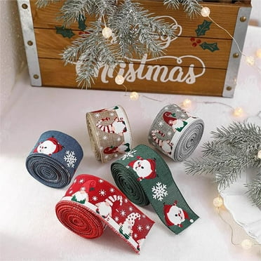 Clearance!Christmas Ribbon Wired 1.9 in x 6.6 ft,Christmas Ribbon for Gift Wrapping Wedding Party Xmas tree Decoration