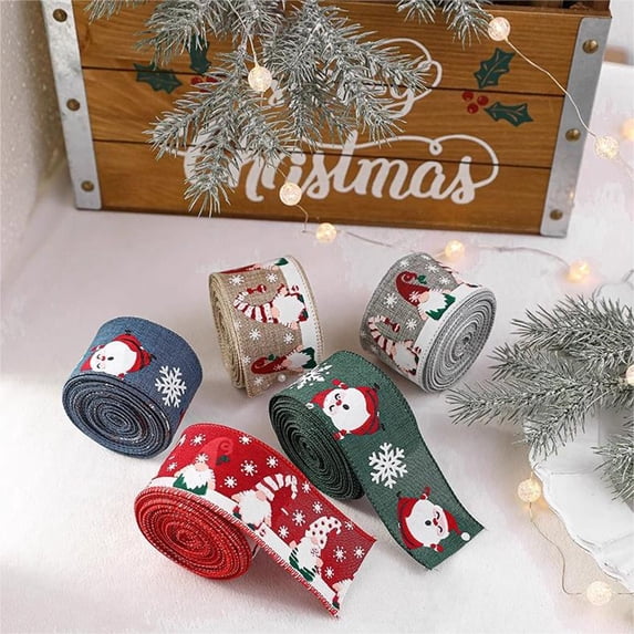 Christmas Ribbon Wired 1.9 in x 6.6 ft,Christmas Ribbon for Gift Wrapping Wedding Party Xmas tree Decoration