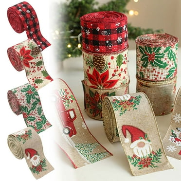 Clearance!Christmas Ribbon Wired 2.5 in x 6.6 ft,Christmas Ribbon for Gift Wrapping Wedding Party Xmas tree Decoration