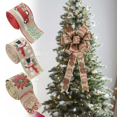 Christmas Ribbon Wired 2.5 in x 6.6 ft,Christmas Ribbon for Gift Wrapping Wedding Party Xmas tree Decoration