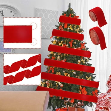 Clearance!Christmas Ribbon Wired 2.5 in x 6.6 ft,Red Christmas Ribbon for Gift Wrapping Wedding Party Xmas tree Decoration