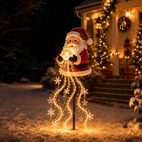 Snowman Magic Fountain, Christmas Garden Stake Light with Flowing ...