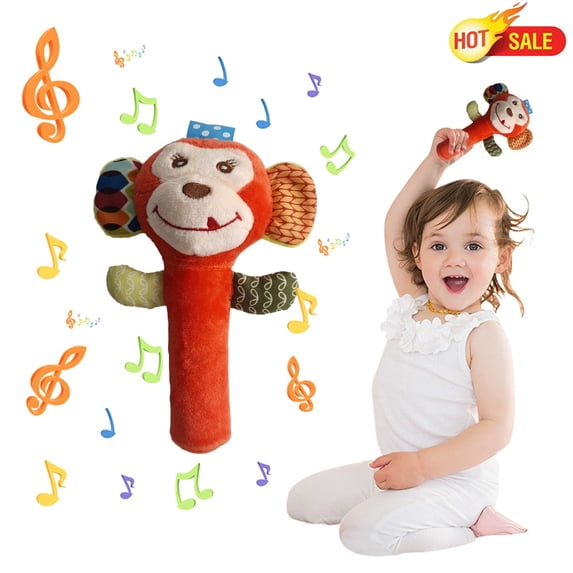 Clearance! Christmas Stocking Stuffer, Baby Plush Rattle Stick, Soft Cloth Hand Shaker for Visual & Auditory Development, Sensory Grab Toy for Newborn Infant 0-3 3-6 6-12 Months