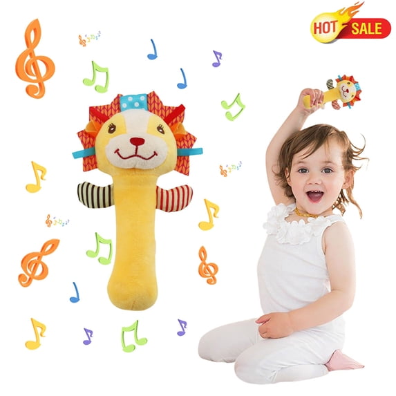 Clearance! Christmas Stocking Stuffer, Baby Plush Rattle Stick, Soft Cloth Hand Shaker for Visual & Auditory Development, Sensory Grab Toy for Newborn Infant 0-3 3-6 6-12 Months
