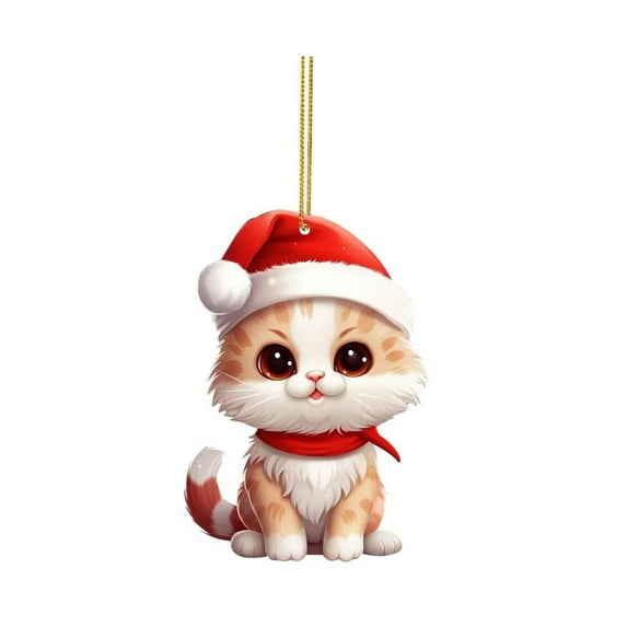 OAVQHLG3B Christmas Tree Cute Cats Hanging Ornament Set, Christmas Ornament Acrylic Christmas Pendant, Christmas Cats Kitty Hanging Decoration for Xmas Tree Holidays Party Car Home Decor
