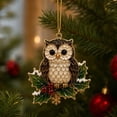 thumbnail image 1 of Clearance! Christmas Tree Ornament, Acrylic Hanging Pendant with Holly Leaf, Holiday Keepsake Decor, Xmas Tree Wreath Garland Home Decorations Indoor (Owl), 1 of 8