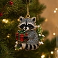 thumbnail image 1 of Clearance! Christmas Tree Ornament, Acrylic Hanging Pendant with Holly Leaf, Holiday Keepsake Decor, Xmas Tree Wreath Garland Home Decorations Indoor (Raccoon), 1 of 8