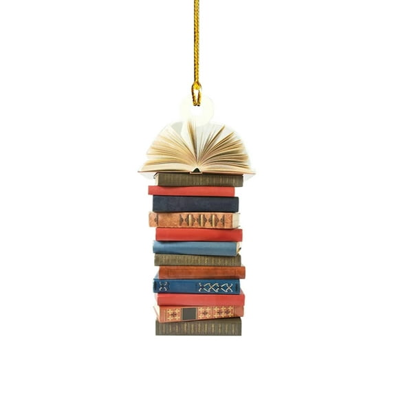 OAVQHLG3B Christmas Tree Shape Bookshelf Pendant,Books Stacked Ornament,Christmas Ornaments,Bookshelf Decor Ornaments,Library Ornament, Christmas Ornament Bookshelf Decoration