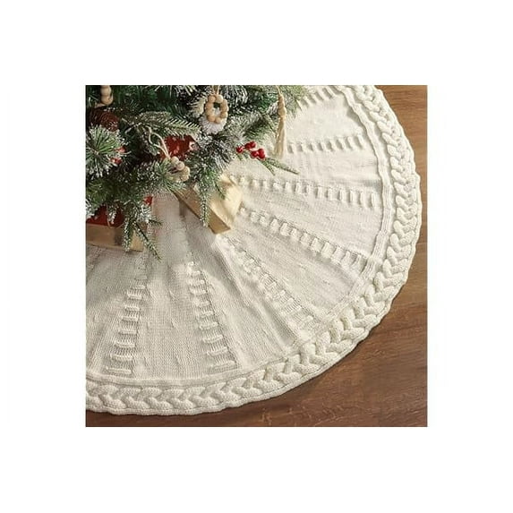 Christmas Tree Skirt 24 Inch Tree Skirt Xmas Gift White Faux Fur Tree Skirt for Holiday Party Ceremony Christmas Tree Decorations