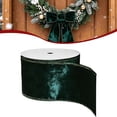 thumbnail image 1 of Clearance Christmas Velvet Wired Ribbon Roll, 2.48 Inch x 10 Yards Green Edge Craft Ribbon for Wreath Tree Wrapping Holiday DIY Bows, 1 of 7