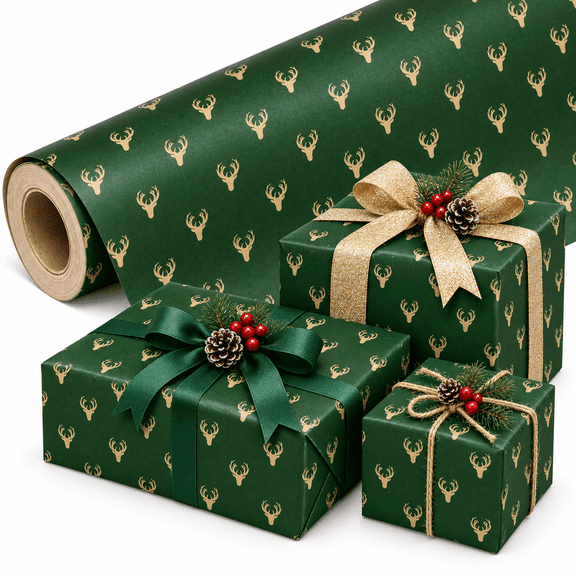Winterizing Boxes 6 Rolls Christmas Wrapping Paper,Christmas Kraft Wrapping Paper ...
