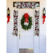 Clearance!Christmas Wreath Christmas Swag for Front Door, Artificial Christmas Garland with Bow Flocked Xmas Garland Rattan Set for Outdoor Indoor Home Decor(47.2inch Rattan)