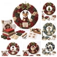 thumbnail image 1 of Clearance! Christmas Wreath DIY Kit for Adults. 3D Fabric Poke Wreath DIY Kit, Reindeer, 1 of 7