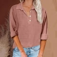 thumbnail image 1 of Clearance!Chuancc Women'S T-Shirts Cotton Linen Shirts for Women 2024 Trendy Button Up Long Sleeve Fall Tops Casual Vacation Lapel V Neck Blouse Tshirt Casual Tops for Women Tops for Women Trendy, 1 of 5