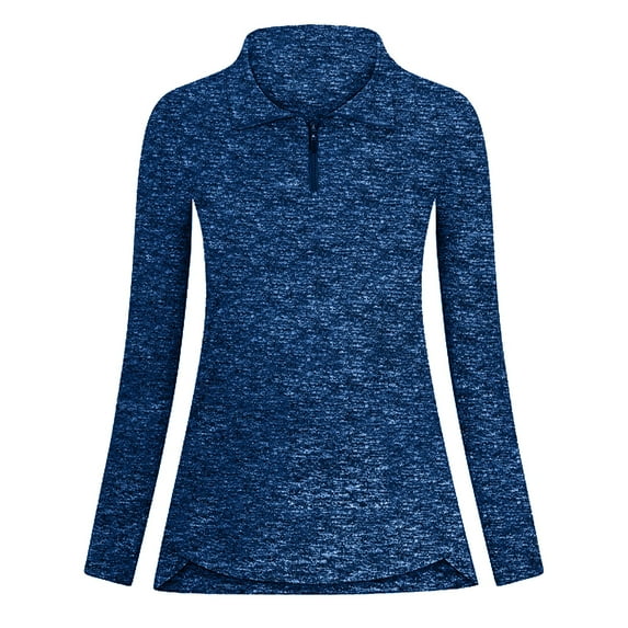 Clearance!Chuancc Womens Tops Women'S Long Sleeve Breathable V Neck Tennis Running Shirt Zipper Workout Tops Athletic Hiking Running Top Fall Outfits for Women 2024 Tops for Women Trendy Bu2 M