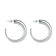 thumbnail image 1 of [Clearance] Chunky Hoop Earrings for Women 45MM Hypoallergenic Stainless Steel Circle Round Thick Silver Hoops Polished Minimalist Ear Jewelry Gift Granddaughter Sister Friends Birthday Christmas, 1 of 7