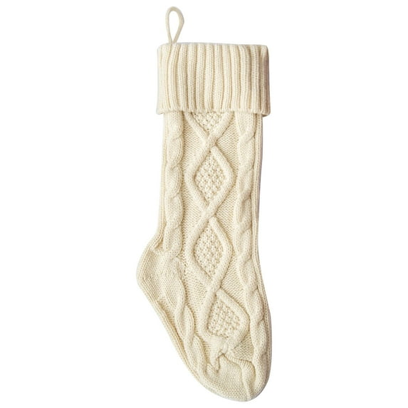 Clearance! Cicrkhb Christmas Decoration Hangs Christmas Stockings with Large Knitted Stockings Gifts Christmas Decorations Indoor Classic Christmas Stockings Christmas Fireplace Hanging White