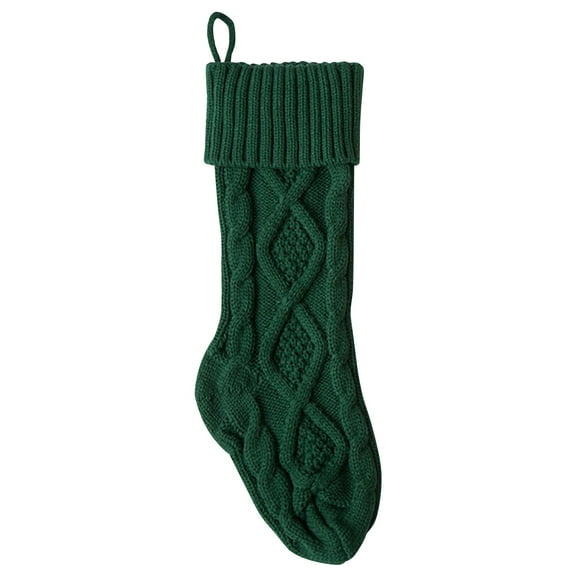 Clearance! Cicrkhb Christmas Decoration Hangs Christmas Stockings with Large Knitted Stockings Gifts Christmas Decorations Indoor Classic Christmas Stockings Christmas Fireplace Hanging Green