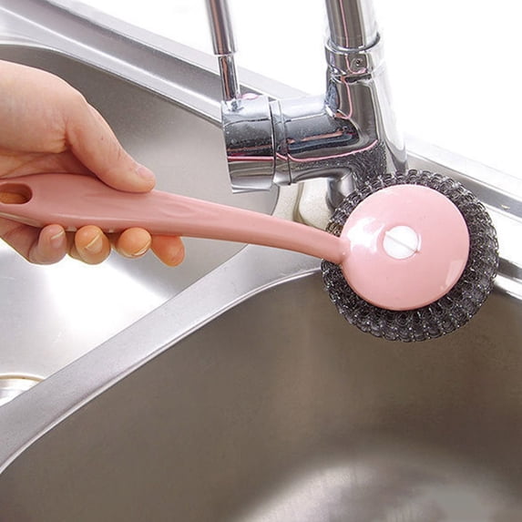 Clearance Cleaning Brush under $5 Stainless Steel Wire Brush Pot Thickened With Handle Large Steel Wire Ball Pot Brush Kitchen Cleaning Brush Dish Washing Artifact Stove