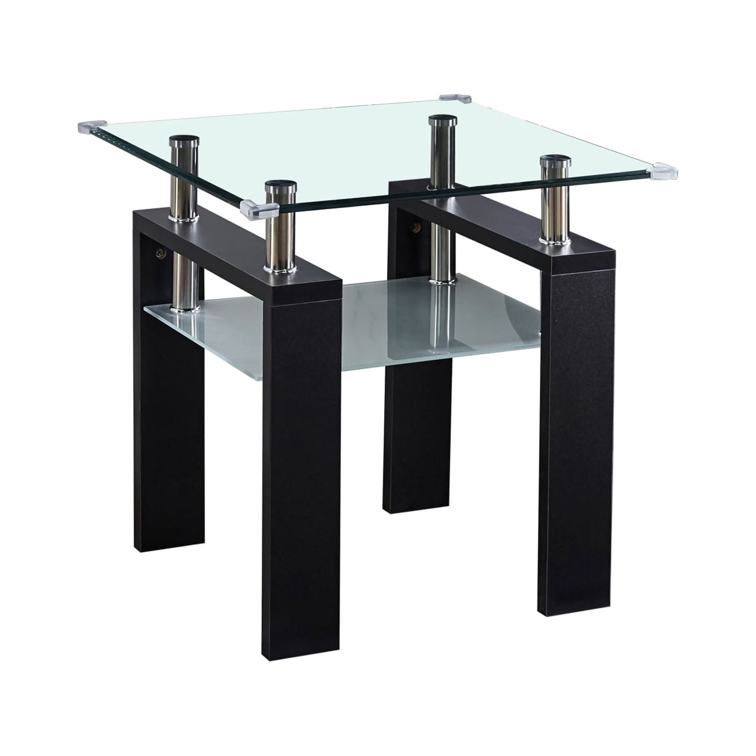 Clearance! Clear Glass Top Side Table, 24"x24"x24" End Table, Modern