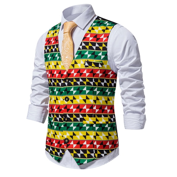 Clearance Clearance Deals Sales Western Vest for Men Men'S Vest Paisley Floral Print Vest Wedding Party African Big Joy Vest (No Tie and Shirt) Blue L
