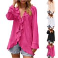 thumbnail image 1 of Rciityk Women's Long Sleeve Cardigan Casual Ruffle V-neck Tie Solid Cardigan Fall Lightweight Open Front Cardigan, 1 of 6