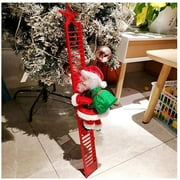 Clearance Climbing Ladder Santa Christmas Electric Climbing Santa Claus Xmas Figurine Ornament Climbing with Music Hanging Decor Party Decoration Gifts