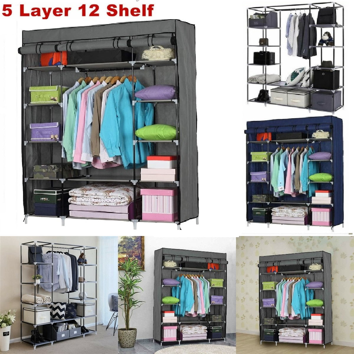 Clearance Closet Storage Non woven Fabric Wardrobe Portable