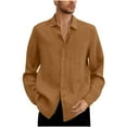 thumbnail image 1 of Clearance Clothes Under $10 Miqool Men's Big & Tall Linen Shirts Casual Long Sleeve Button Down Shirts Lapel Collared Solid Plain Summer Beach Shirts Business Wedding Dress Shirts, 1 of 6