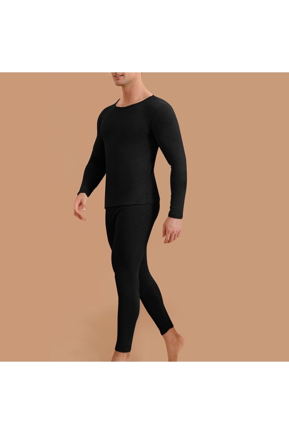 Clearance Clothes under $10 TMOYZQ 2 Piece Thermal Underwear for Men Sets Lightweight Long Johns with Fleece Lined, Base Layer Cold Weather Top Bottom