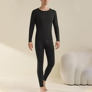 Clearance Clothes under $10 TMOYZQ 2 Piece Thermal Underwear for Men Sets Lightweight Long Johns with Fleece Lined, Base Layer Cold Weather Top Bottom