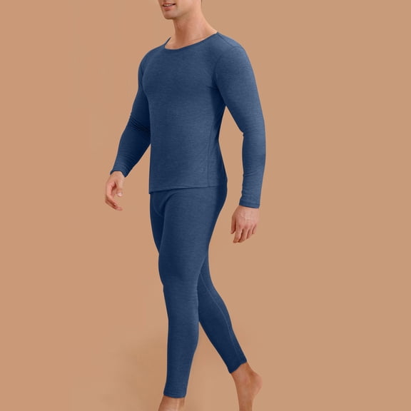 Clearance Clothes under $10 TMOYZQ 2 Piece Thermal Underwear for Men Sets Lightweight Long Johns with Fleece Lined, Base Layer Cold Weather Top Bottom