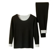 Clearance Clothes under $10 TMOYZQ 2 Piece Thermal Underwear for Women Sets Lightweight Long Johns with Fleece Lined, Base Layer Cold Weather Top Bottom