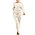 thumbnail image 1 of Clearance Clothes Under $5.00 ! BVnarty Sportswear Suit for Women Loose Square Neck Long Sleeve Daily Tracksuits Fashion Fall Winter Long Trousers Solid Color Comfy Lounge Casual Pocket Beige L, 1 of 3
