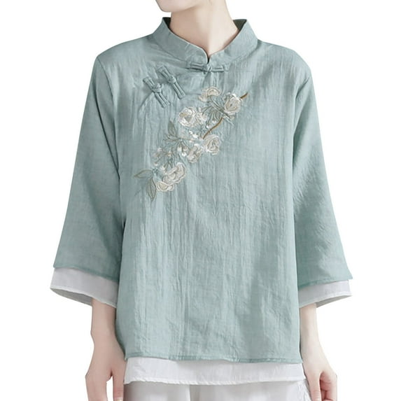Black and Friday Discounted Items under $5 GaThRRgYP Going Out Tops for Women,Womens Shirts,Fashion Women Long Sleeve Comfortable Breathable Stand-up Collar Shirt Tops Green XXXL